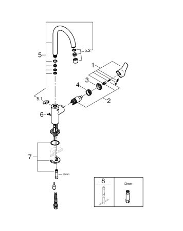 Смеситель для раковины с цепочкой Grohe Eurosmart 23743 003 (23743003) хром